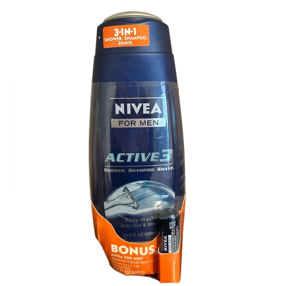 Nivea For Men Active 3 - Original 3-in-1 Shower Shampoo Shave Body Wash 16.9 oz